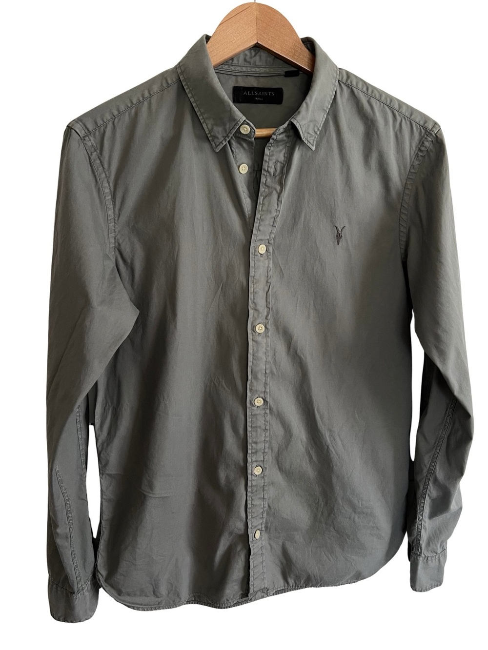 All Saints Redondo LS Shirt Men’s Small Sage Gray
